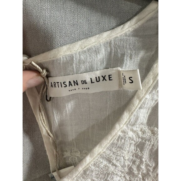 NWT Artisan de Luxe Vintage‎ White Embroided Boho Blouse Cotton Lace S - Picture 4 of 7